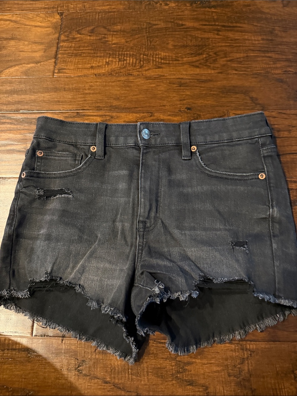 American Eagle Outfitters Black Distressed Denim Cutoff Shorts